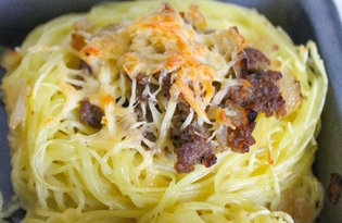 Гнезда из макарон с фаршем в духовке (пошаговый фото рецепт)