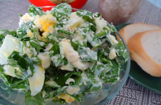 Салат из черемши с плавленным сыром и яйцом (пошаговый фото рецепт)