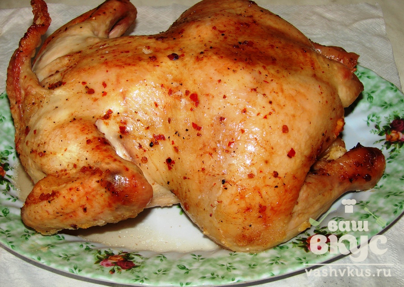 Курица, запеченная на соли с аппетитной хрустящей корочкой