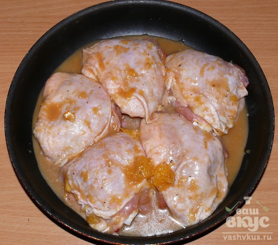 Куриные бедрышки в медово-горчично-апельсиновой заливке