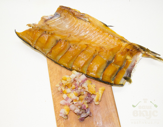 Салат из копчёно-вяленой рыбы (толстолобикa)