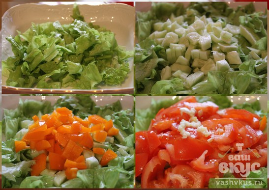 Овощной салат с копченым мясом