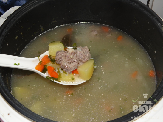 Суп с говяжьими фрикадельками в мультиварке Delfa