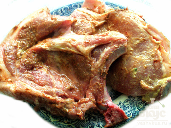 Антрекот свиной в горчичном соусе