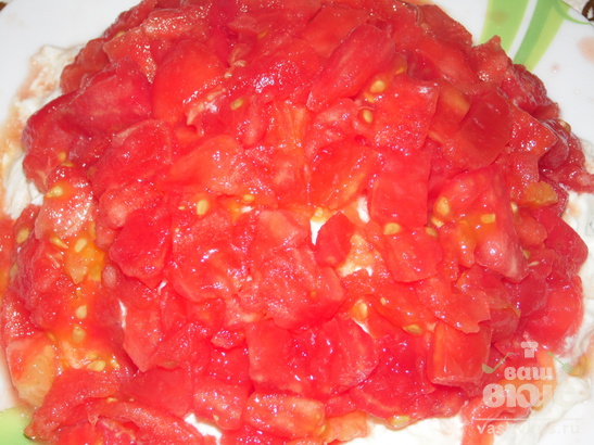 Салат с курицей и помидорами "Красная шапочка"