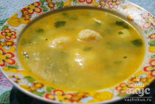 Овощной суп с сырными шариками