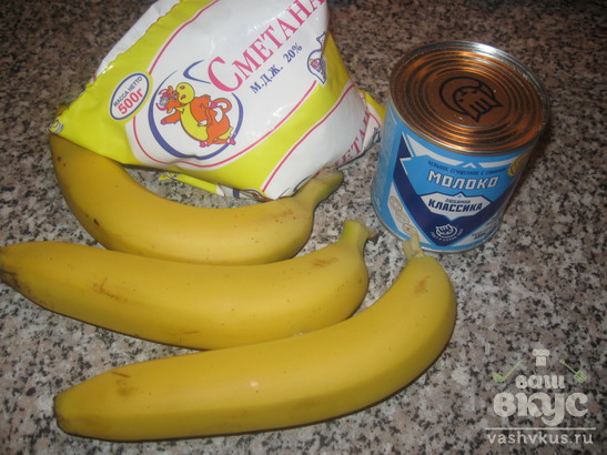 Торт бисквитный со сгущенкой и бананом "Великан"